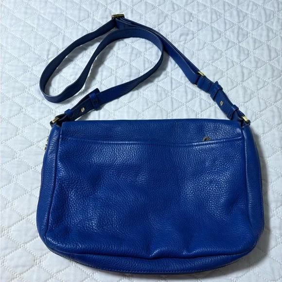 FOSSIL Preston Royal Blue Pebble Grain Leather Flap Crossbody Bag #ZB5875 - Picture 10 of 14